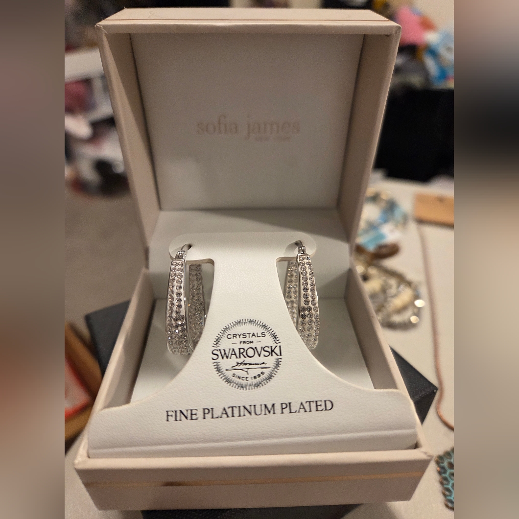 New Sofia James Swarovski Fine Platinum Plated Earrings
